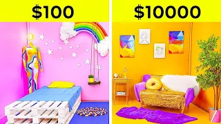 COOL ROOM MAKEOVER CHALLENGE || Cheap VS Expensive Items for Your Room by 123 GO!