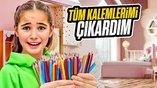 ELİF SİNEMİN BÜTÜN KALEMLERİNİ DÖKTÜM !! KIRTASİYE ÇEKMECESİNİ DÖKELİM !!