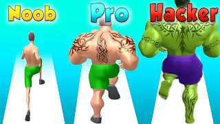 Muscle Rush try on Noob VS Pro VS Hacker - Hulk Smash Destruction Running Game - All Levels Gameplay