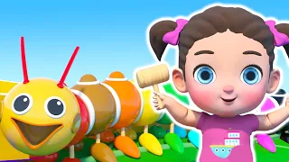 Jinny and Rainbow Caterpillar - Toy Dolls on the Toy Slide