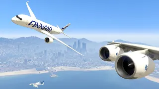 GTA 5 -- Mid Air Collision of two Giant planes after takeoff