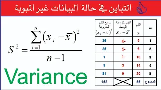 التباين في حالة البيانات غير المبوبة