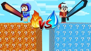 DESAFIO DE LUCKY BLOCK de LAVA vs AGUA 🔥🌊 CORRIDA de LUCKY BLOCK no MINECRAFT