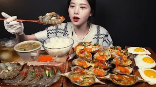 SUB)밥도둑 간장게장 간장새우 먹방!🦀🦐 흰쌀밥에 김부각 달걀후라이까지 꿀조합 리얼사운드 Soy Sauce Marinated Crab & Shrimp Mukbang Asmr