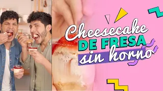 CHEESECAKE DE FRESA🍓¡Sin horno y sin batidora!  | LOS DE ÑAM