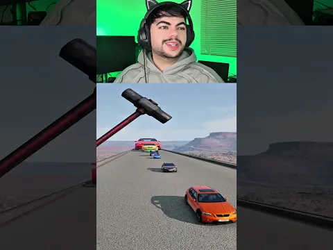 Carros pequenos e GIGANTES vs martelo 😳 IB @NaviBeamNG