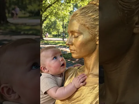 She kissed the statue's nose… and it broke character 😂💛 #shorts