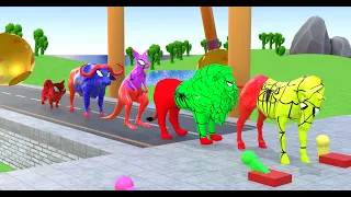 Animal Crossing Fountain With Zebra Lion Kangroo Buffalo And Cat Part2 | Zoova 3D
