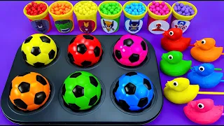 Satisfying Video l How To Make Rainbow Lollipop Duck with Soccer Balls Cutting ASMR