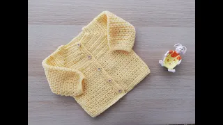 Como hacer en crochet o ganchillo una chaqueta para bebes, niñas o niños