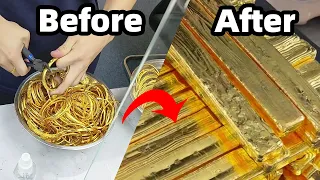 The smelting process from gold jewelry to gold bars#goldprocessing #goldindustry #goldfactory