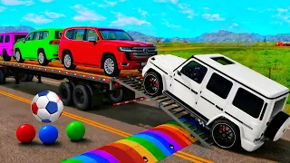 Flatbed Truck Mcqueen | Transportation with Truck - Pothole vs Car # - BeamNG.Drive#gameplay