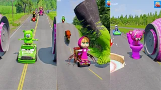 Funny Cars & Weird Cars VS BOLLARD BARBIE and Hammer Crush #2😂 BeamNG.drive