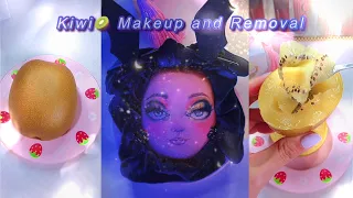 Kiwi 🥝 Fruit ASMR skincare makeup and removal routine tutorials transformation,before and after.