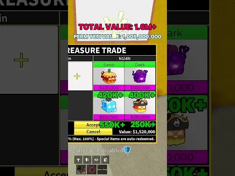 What players trade with perm yeti with values #bloxfruit