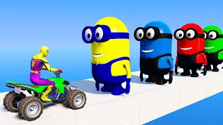 SpaceFroot Fun Challenges - Spiderman VS Minions on Bridge Race challenge GTA 5