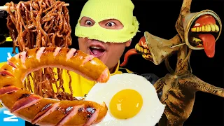 Jjapagetti & Giant Kielbasa Sausage (Siren Head apear) Delicious Eating Sounds!! 😋 #mukbang