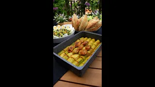 Zucchini (Blüten) Dolma, Brot & Kartoffelsalat | Kabak (Çiçeği) Dolması, Ekmek, Salata - #Shorts