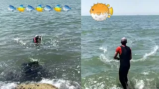 صيد السمك في البحر ما شاءالله شوف الرزق