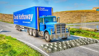 Large Flatbed Truck & Cargo Truck vs speed bumps #beamngdrive