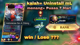 DETIK-DETIK MENUJU GLORY SOLO - Kalo kalah uninstall mL, klo win puasa 7 Hari🔥| MLBB