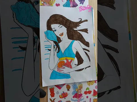 Barbie 🐚 #barbie #barbiegirl #coloring #shorts #kidsvideo