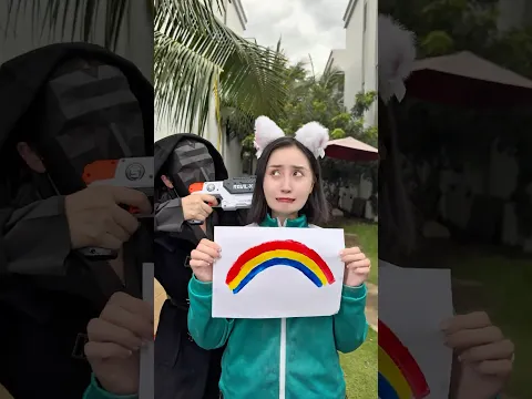 How to draw a rainbow with only 3 colors #catcute747