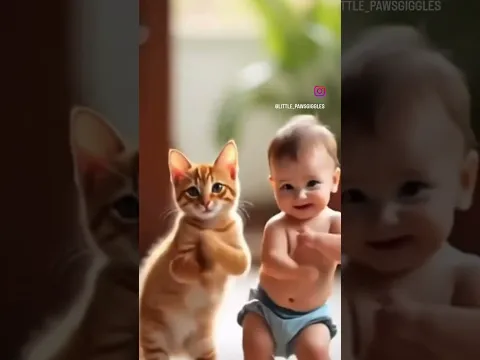 *"أجمل لحظة بين طفل وقطّة 😻👶 مشاعر وضحك لا يوصف!"*طفل وقطه, فيديو مؤثر, فيديو