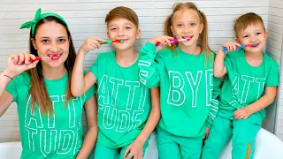 Wash and Brush teeth Song with Jason And brothers