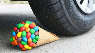 CAR vs M&M ICE CREAM - Crushing Crunchy & Soft Things by Car!