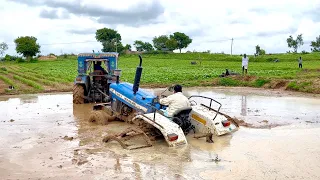 New holland tractor stuck in mud Rescued by another new holland tractor | tractor |