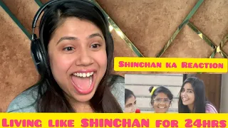 Reacting to Living like SHINCHAN 24hrs I Akanksha Sharma I Pragati Verma - Shinchan Reacting
