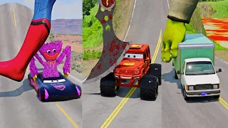 Weird Cars & Strange Cars VS Bollard & Hammer Hulk's Foot! Stream 4 Crush in BeamNG.drive #shorts