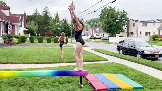 GYMNASTICS- NEW BEAM DISMOUNTS TO BACK TUCK + MORE!