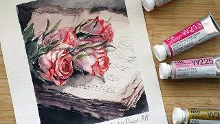 How to Paint Loose Watercolor Flowers |   EASY watercolor painting for beginners |  pen sketch