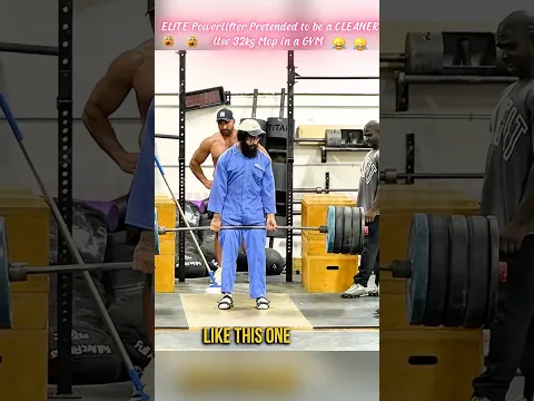 ELITE Powerlifter Pretended to be a CLEANER-  Use 32kg Mop in a GYM..#gym #funny #funnyvideo #trend