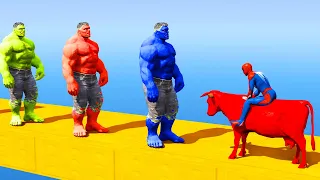 SpaceFroot Fun Challenges - Spiderman on Horse vs color Hulks