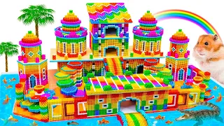 Satisfying Video | Build Beautiful Castle Mud House Beside River With Magnetic Balls - Magnet Balls