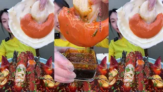 Spicy soy sauce marinated sea food |Lobsters, Scallop, Snails, Prawn| recipes and delicious eating.