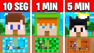 DAVI VS ROBIN: CONSTRUIR ESCONDERIJO SECRETO EM 5 MINUTOS / 1 MINUTOS / 10 SEGUNDOS NO MINECRAFT!!