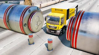 Cars vs Bollards - BeamNG.Drive