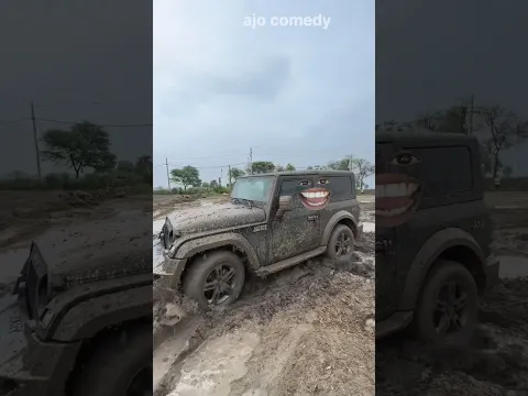 थार कीचड़ में खेल रहा है | funny Thar off roading | #shorts #funnyshorts