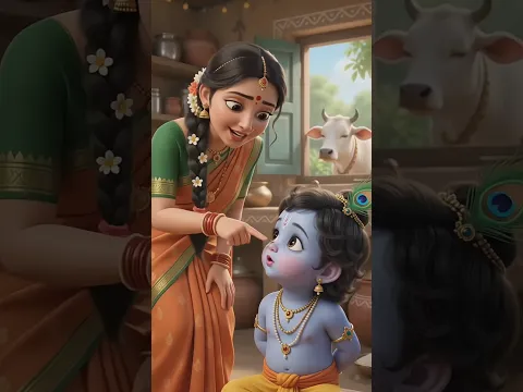🍔😂 कान्हा ने खाए सारे समोसे, दोष गईया पर ! #shorts