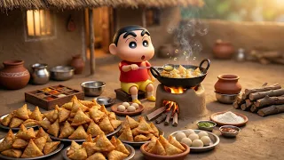Miniature Shinchan Doll Makes Hundreds of Samosa 😲 | Village Cooking ASMR