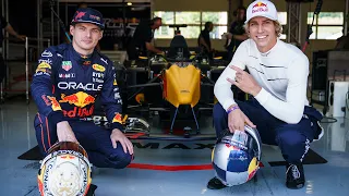 Max Verstappen takes biker Fabio Wibmer for a lap around the Red Bull Ring, in a F1 2-seater