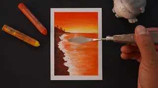 Oil Pastel Drawing - Easy Sunset Ocean | Paul Rubens Oil Pastel Test