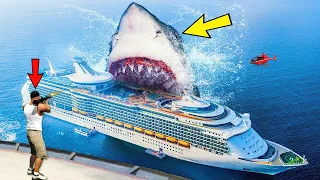 BIGGEST Megalodon Attack AND Destroys LOS SANTOS In GTA 5 Part 2 - Largest Shark
