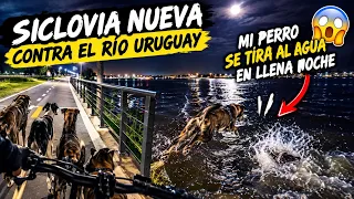 Voy a la nueva siclovia contra el río y mi perro salta al agua 🇺🇾😱