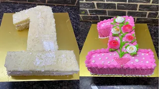 One Number Cake Banane ka Easy Trick |1st Birthday Cake Design | One Number Cake Cutting kaise Kare