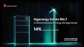 Sigenergy No.1 in Global Residential Energy Storage (S&P Global H1 2026)